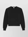 Saint Laurent Cassandre Crewneck Knitwear Ribbed Trims In Black