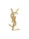 Saint Laurent Cassandre Crocodile Metal Brooch Accessories In Grey