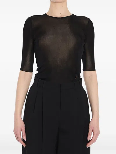 Saint Laurent Cassandre Cropped Top In Black