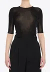 Saint Laurent Cassandre Cropped Top In Black