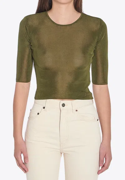 SAINT LAURENT CASSANDRE CROPPED TOP