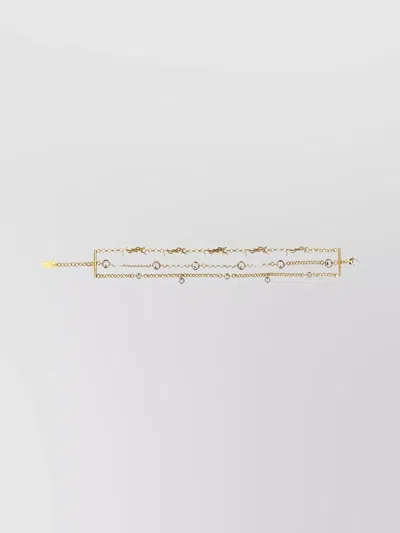 Saint Laurent "cassandre" Crystal Multirow Bracelet In Gold