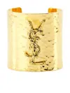 Saint Laurent Cassandre Cuff In Hammered Metal Accessories In Gold