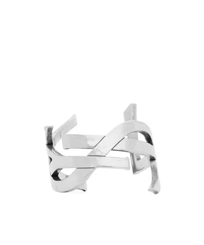Saint Laurent Cassandre Cuff In Metal In Silver
