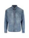 Saint Laurent Cassandre' Blue Cotton Shirt In Blue