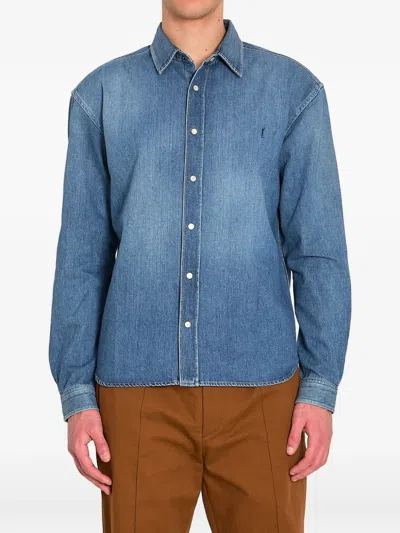 Saint Laurent Cassandre Horizon Blue Denim Shirt