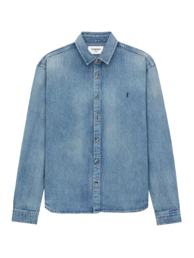SAINT LAURENT CASSANDRE DENIM SHIRT DAY BLUE