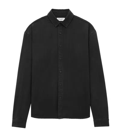 Saint Laurent Cotton Poplin Shirt In Black
