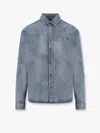 Saint Laurent Trouville Logo-embroidered Denim Shirt In Blue