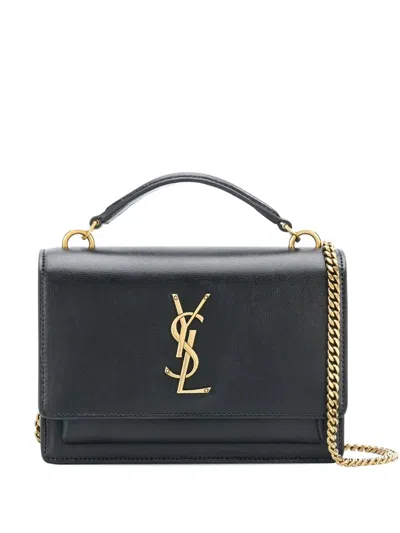 Saint Laurent Cassandre-detail Cross Body Bag In Black