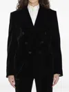 Saint Laurent Cassandre Jacket In Velvet In Black