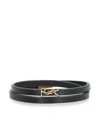 Saint Laurent Cassandre Double Wrap Bracelet In Leather And Metal Accessories In Black