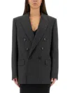 Saint Laurent Cassandre Double-breasted Jacket In Gray