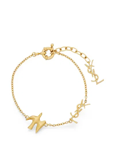 Saint Laurent Cassandre Dove Motif Bracelet In Metal In Gold
