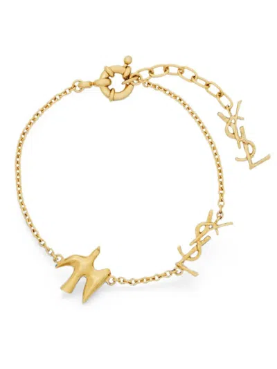 Saint Laurent Cassandre Dove Motif Bracelet In Metal In Gold