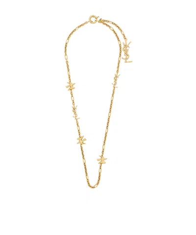 Saint Laurent Cassandre Dove Necklace In Brass In Tonglu Gold