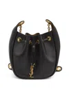 Saint Laurent Cassandre Drawstring Leather Shoulder Bag In Black