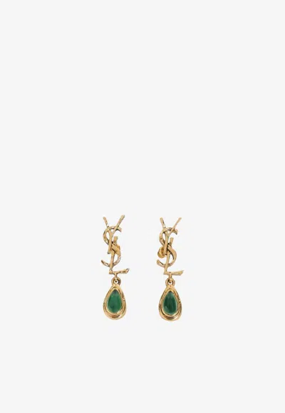 Saint Laurent Cassandre Drop Earrings In Gold