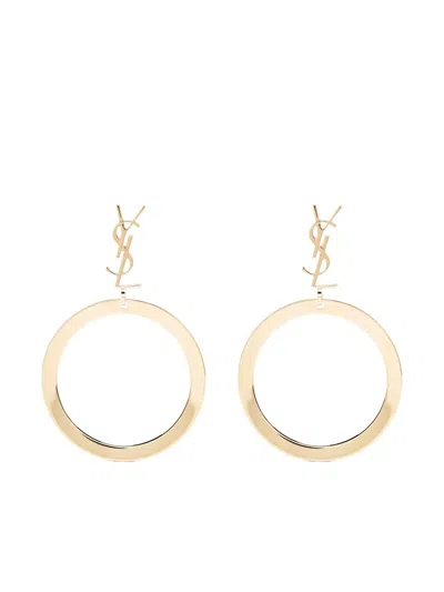 Saint Laurent Cassandre Earrings With Metal Circle Pendant In Gold