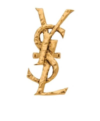 Saint Laurent Cassandre Earring In Metal In Yellow