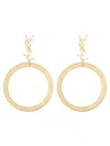 Saint Laurent Cassandre Pendant Hoop Earrings In Gold