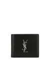 Saint Laurent Cassandre East/west Smooth Leather Wallet In Black
