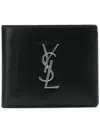 Saint Laurent Cassandre East/west Smooth Leather Wallet Accessories In Black