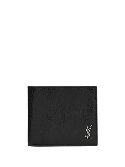 Saint Laurent Cassandre East/west Wallet In Black