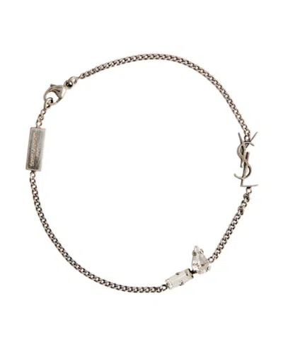 Saint Laurent Cassandre Embellished Chain Bracelet In Transparent
