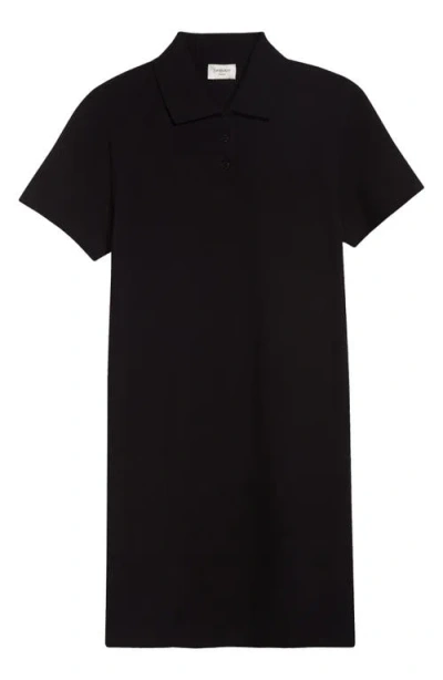 Saint Laurent Cassandre Embroidered Cotton Piqué Minidress In Black