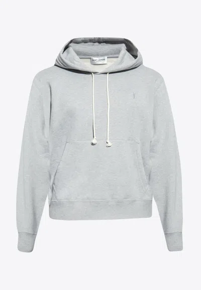 Saint Laurent Cotton Hoodie With Logo In Gray