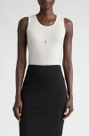 Saint Laurent Logo-embroidered Wool Tank Top In Beige/rouge