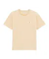 Saint Laurent Cassandre Logo-embroidered Cotton-blend T-shirt In Yellow