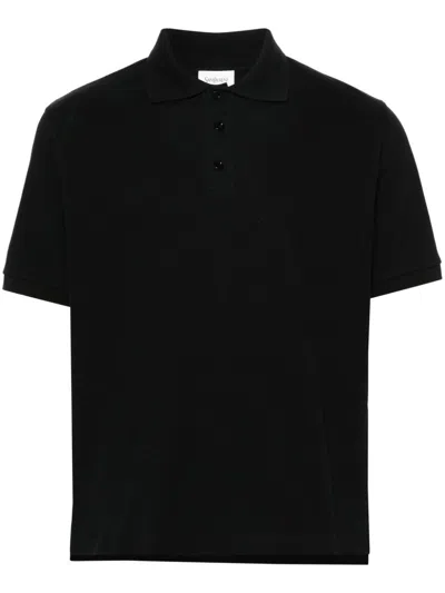 Saint Laurent Black Polo Shirt With Classic Collar And Cassandre Detail In Cotton Blend Man