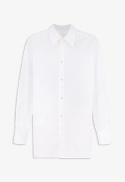 Saint Laurent Cassandre Embroidered Shirt In White
