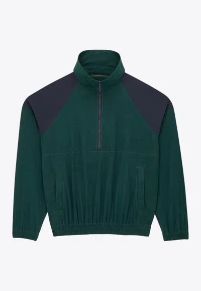 Saint Laurent Cassandre Embroidered Sweatshirt In Green
