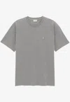 Saint Laurent Cassandre Cotton Blend T-shirt In Gray