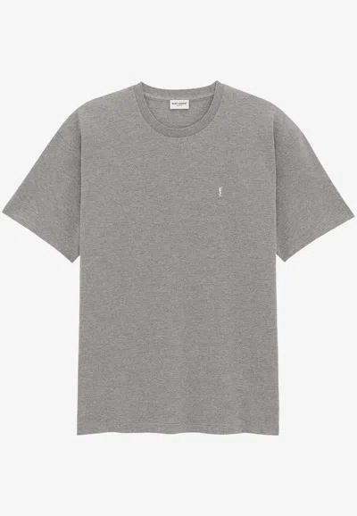 SAINT LAURENT CASSANDRE EMBROIDERED T-SHIRT