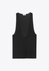 Saint Laurent Cassandre Tank Top In Silk Jersey In Black
