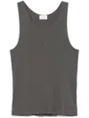 Saint Laurent Ribbed Texture Sleeveless Tank Top In Grey