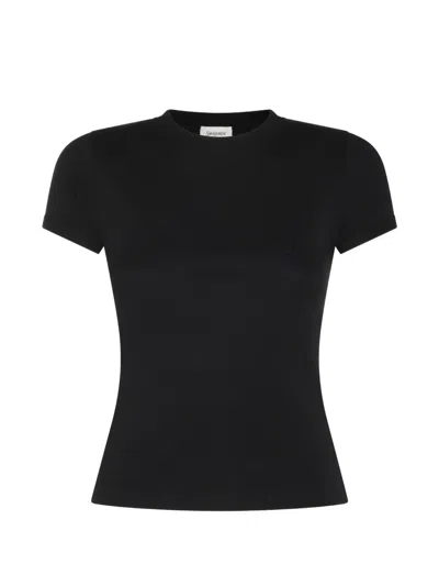 Saint Laurent Cassandre Embroidered T-shirt In Black