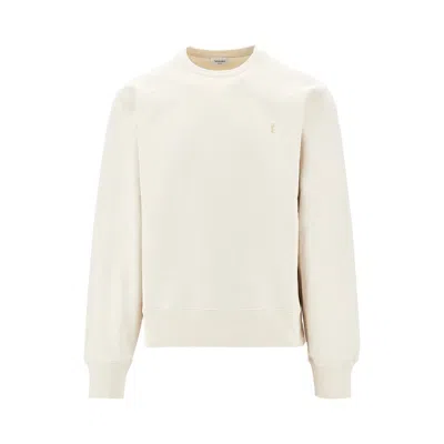 Saint Laurent Cassandre Embroidery Crewneck Sweatshirt In Neutral