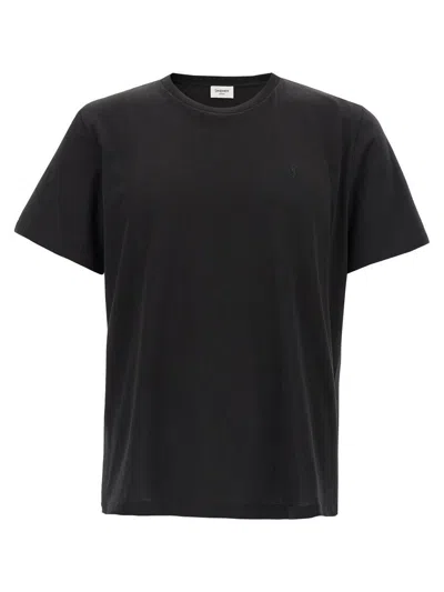 Saint Laurent 'cassandre' Embroidery T-shirt In Black