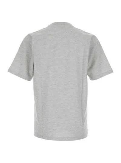 Saint Laurent Cassandre Embroidery T-shirt In Gray