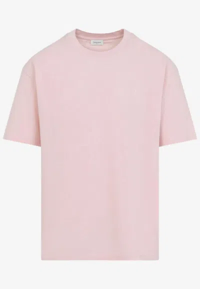 Saint Laurent Cassandre Embroidery T-shirt In Pink