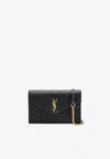 Saint Laurent Cassandre Envelope Chain Clutch Bag In Black