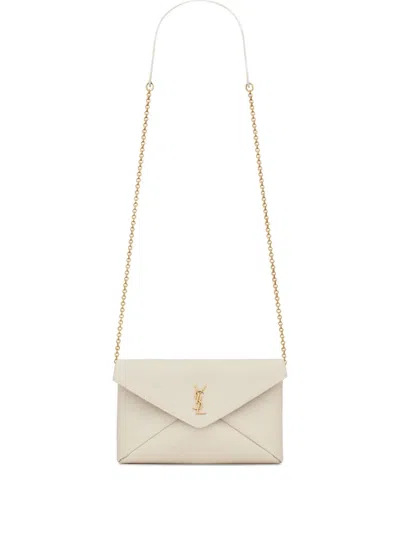 Saint Laurent Cassandre Envelope Chain Crossbody Bag In Neutral