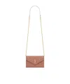 Saint Laurent Cassandre Envelope Chain Shoulder Bag In Brown
