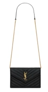 Saint Laurent Cassandre Envelope Chain Wallet In Black