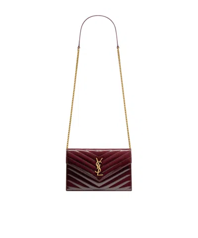 Saint Laurent Cassandre Envelope Chain Wallet In Blue